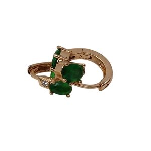 Chic Gold and Green Stone Earrings